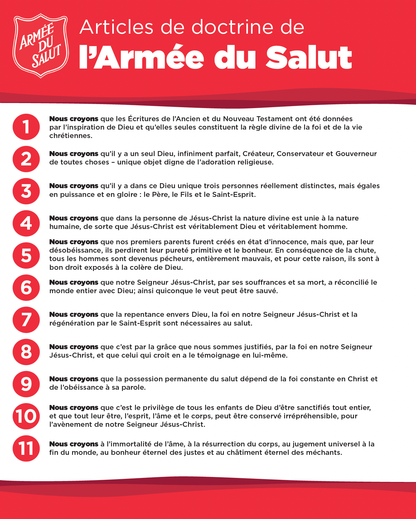 Articles de doctrine de l’Armée du Salut